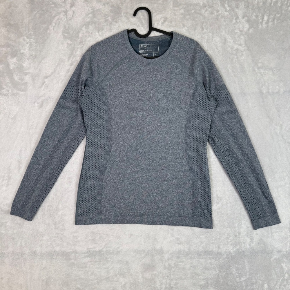 FIGS Seamless Underscrub Women Large Gray Long Sleeve Mesh Vent W22KW1010